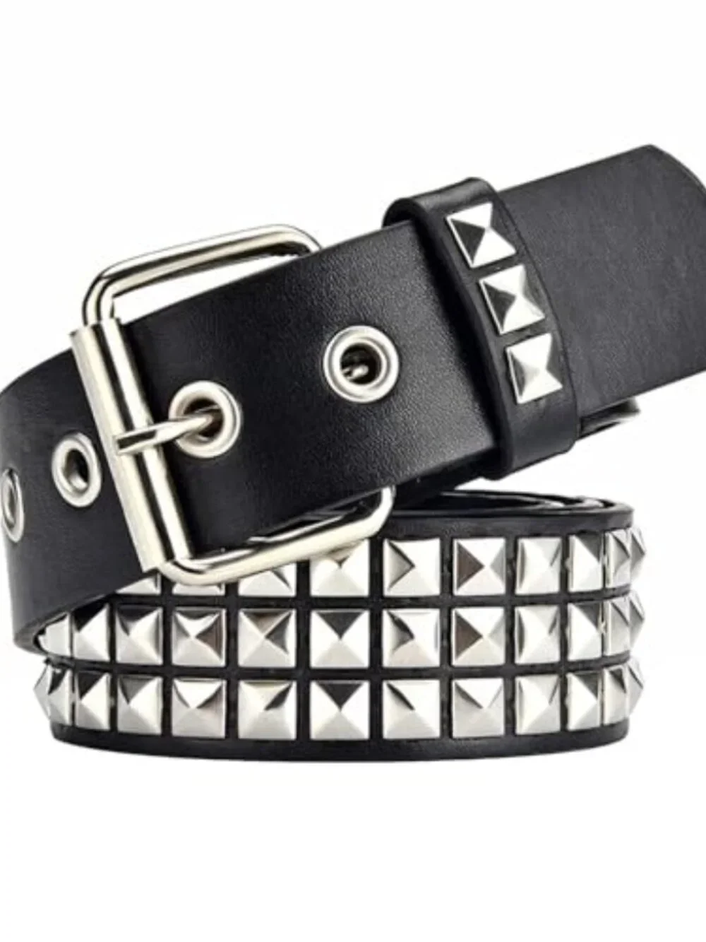 Black Studded Belt Punk Rock Rivet Belt Grommet Pyramid Men Women